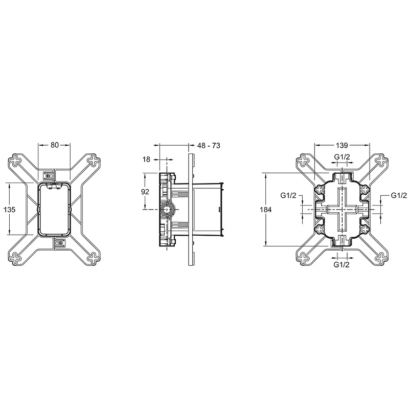 Скрытая часть для смесителя Jacob Delafon Modulo G 1/2 (98699D-NF )