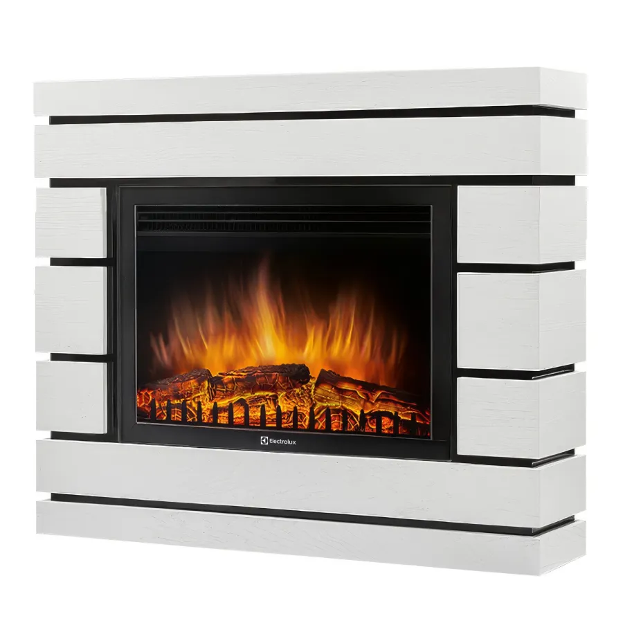 Каминокомплект: Очаг Electrolux EFP/P-2520LS N, портал Moderno 25 шпон белый дуб