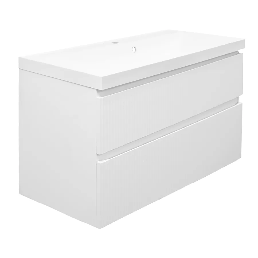 Комплект Тумба Azario Виола 100/2 1000х450х650 подвесная, с раковиной Астория 100, белый матовый (CS00097149)