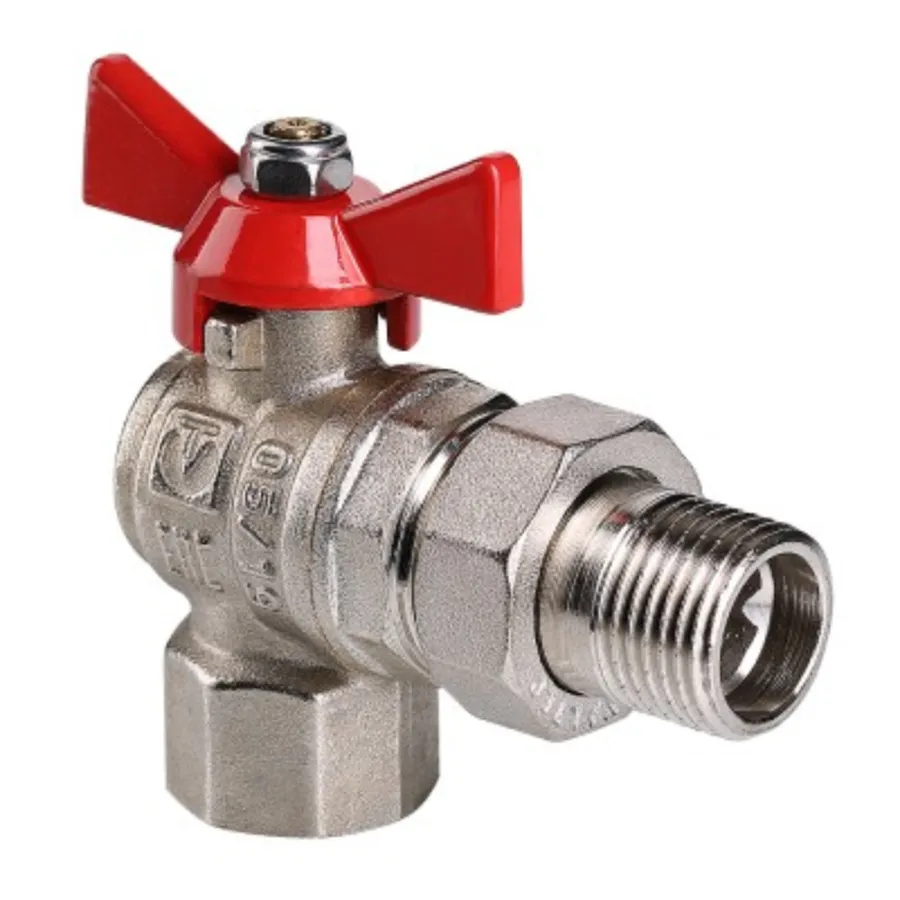 Кран шар. Valtec VT.228.N.05 BASE ВН 3/4" с американкой бабочка угловой