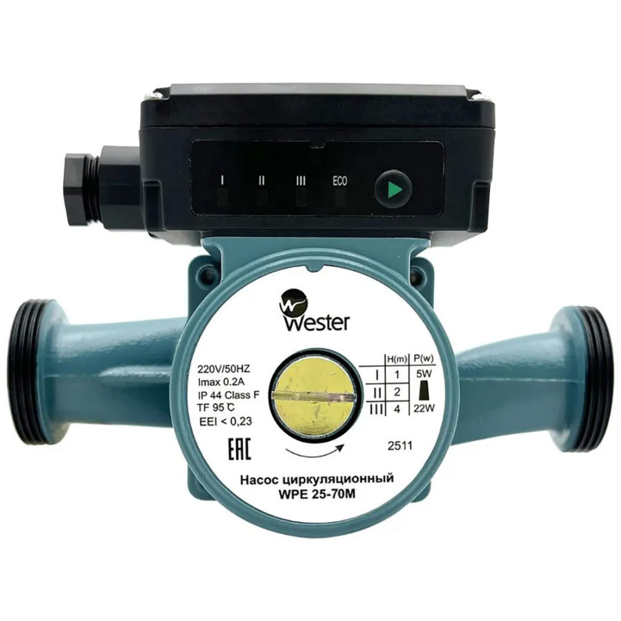 Насос циркуляционный с резьбовым соединением Wester WPE 25-70M (без гаек)