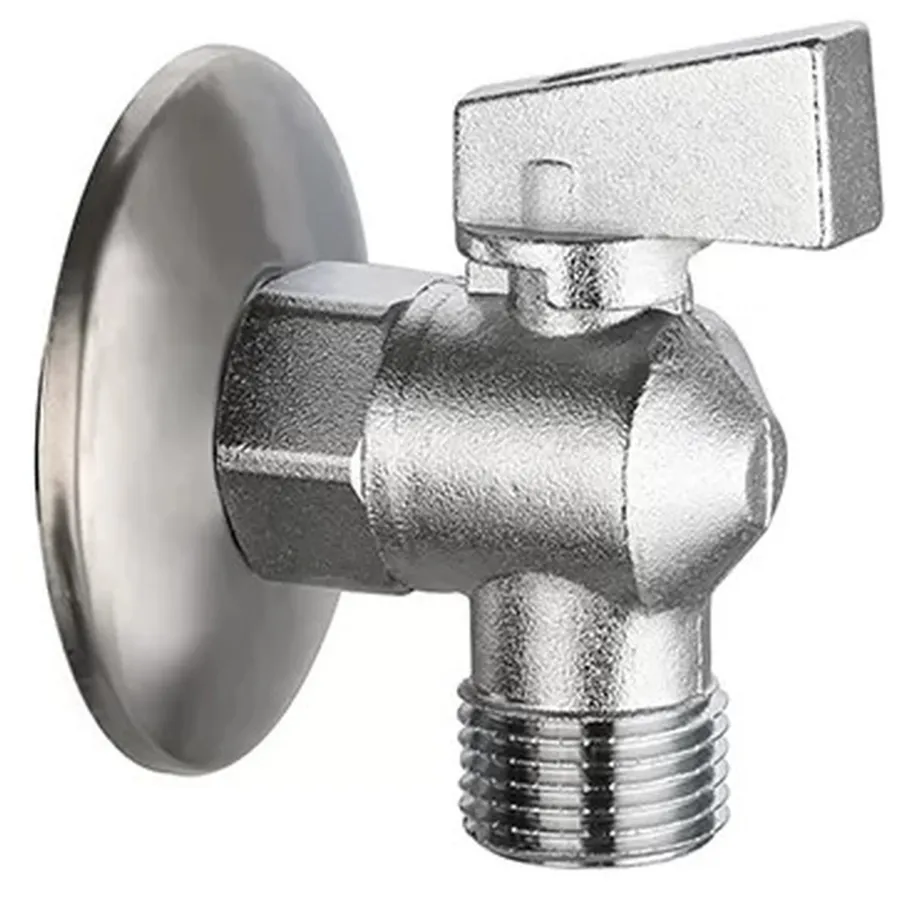 Кран VIEIR шаровый угловой 1/2"x1/2" матовый хром. с отражателем (80/20) VER33