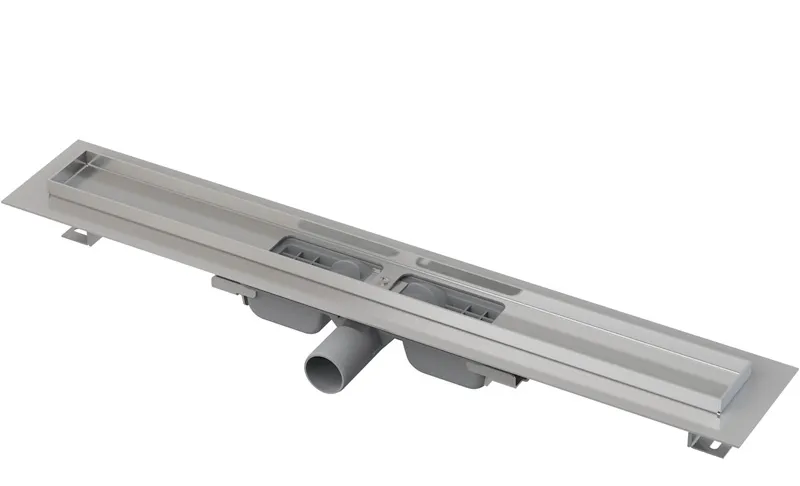 Душевой лоток Alcadrain Low с порогами для перфорированной решетки, с горизонтальным стоком (сталь) (APZ101-300)