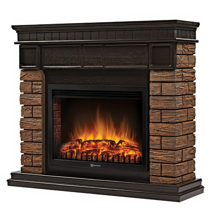 Портал Firelight Bricks Wood 25 камень темный, шпон венге