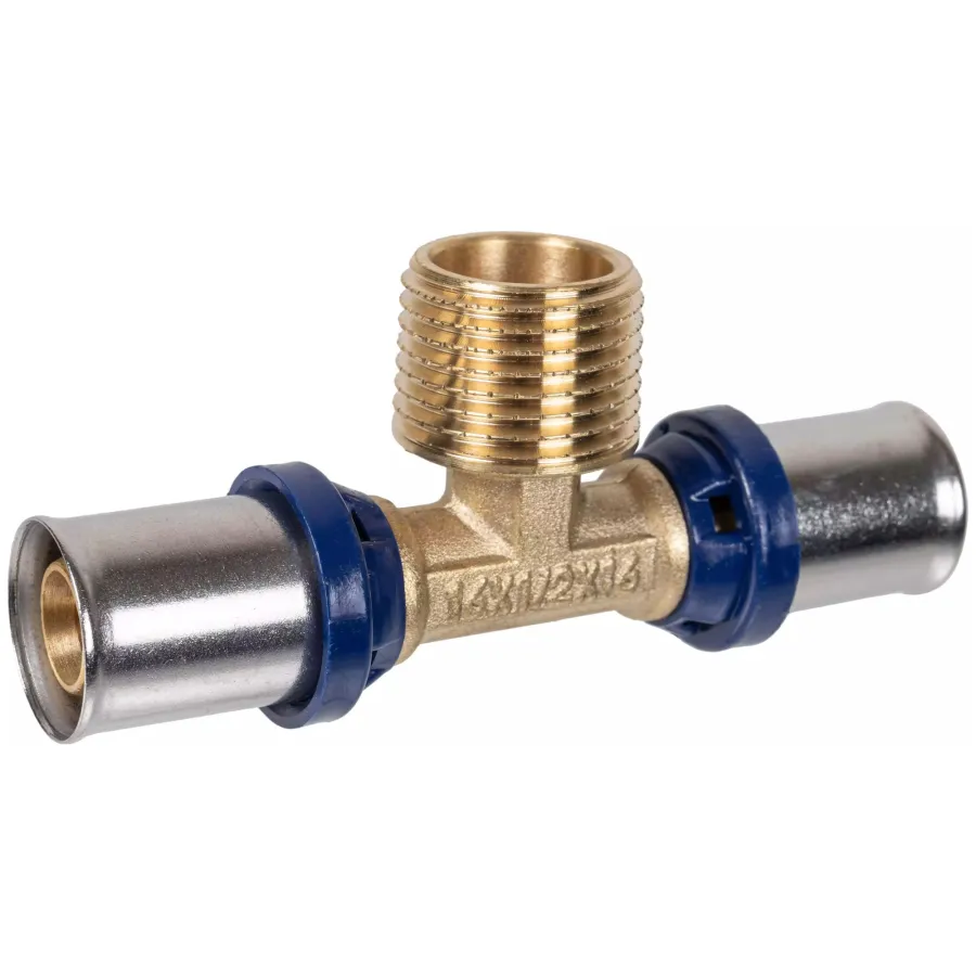 Тройник пресс для металлопластиковых труб Usystems MLC Plus 20-R1/2"НР-20