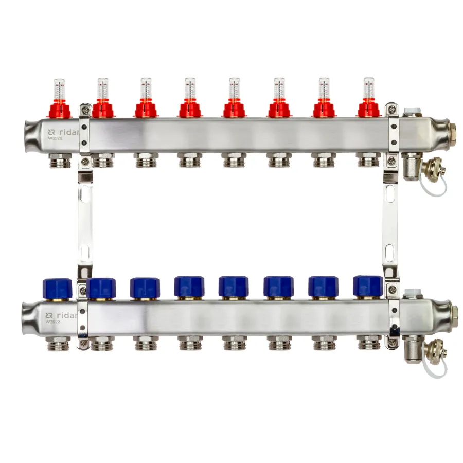 Комплект коллекторов РИДАН SSM-8RF set с расход.,кроншт.,руч.воздух.,слив.кран.иторц.заглуш.